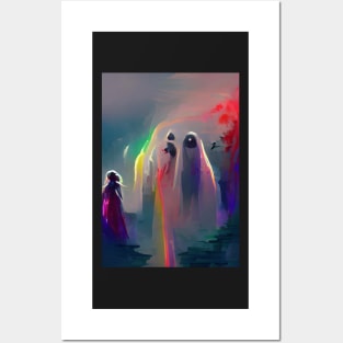 EYECATCHING RAINBOW GHOSTS ON HALLOWEEN Posters and Art